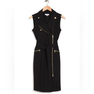 Calvin Klein Black Midi Dress with Gold Accents